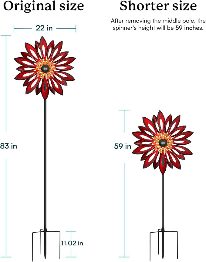 Metal Wind Spinners Outdoor - 83" Tall Wind Sculpture for Yard Garden with Ground Stake, Kinetic Yard Art Lawn Decor, Unique Gift for Garden Lover