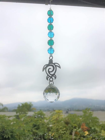 SEA Turtle Car Charm, Crystal Suncatcher, Handmade, Gift Wrapped, Mirror Decoration, Car Accessory, Sea Turtle Gift