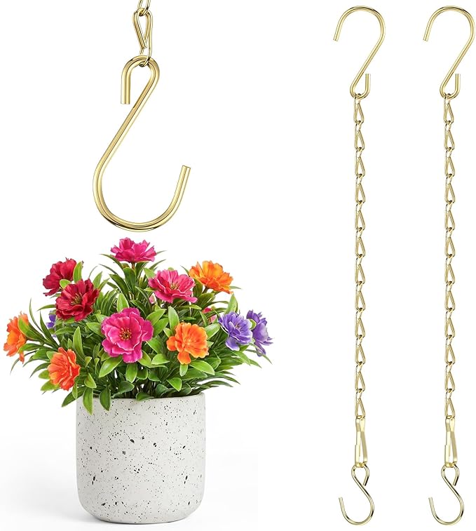 EBOOT 2 Pcs Hanging Chain for Bird Feeders, Planters, Lanterns and Ornaments(35 Inch,Gold)