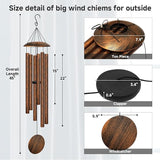 45" Large Wind Chimes for Outside, 6 Thick and Bold Aluminum Tubes Tuned Relaxing Melody Wind Chime Deep Tone, Big Wind Chimes for Garden Patio Decor, Great Gift Idea for Mother's Day (Vintage)