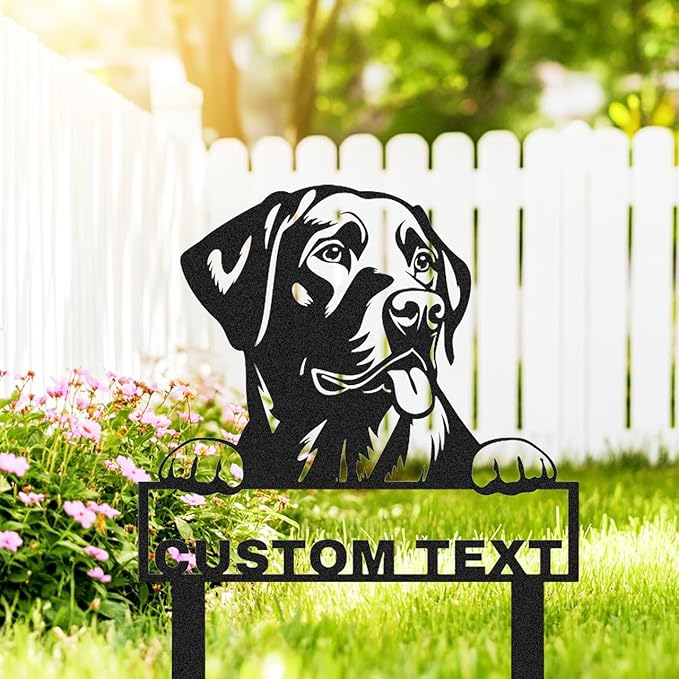 Custom Labrador Retriever Garden Stakes Sign, Personalized Metal Dog Statue Garden Sign for Outside, Personalized Dog House Decor Welcome Sign Patio Gardening Decor Stake Gifts for Dogs Mom