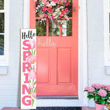 Hello Spring Porch Sign Tulip Wooden Welcome Sign Vertical Spring Hanging Signs For Standing Front Porch Decor Rustic Wall Decor Home Farmhouse Yard Door Spring Decorations 47.2"H