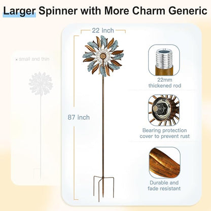 Lariander Solar Wind Spinners 87 Inch Extra Large Metal for Yard, Garden Decor Yard Art Windmills for Outdoor
