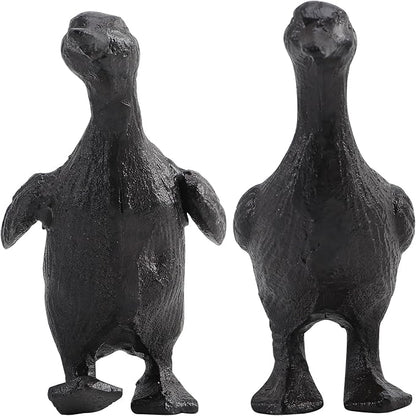 Cast Iron Duck Statue Set of 2, Heavy Duty Small Cute Duck Statuary Ducks Decor for Garden Desktop Farmhouse Figure Home Decoration