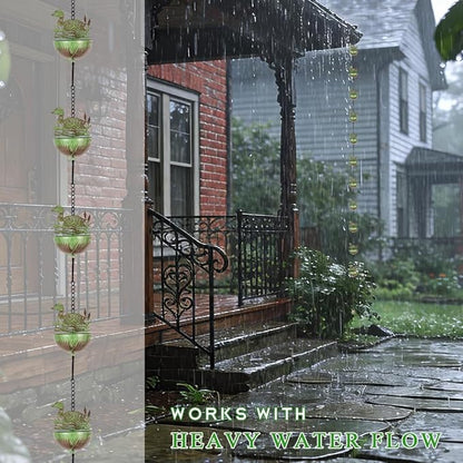 9.2FT Rain Chains for Gutter, Mallard Ducks Decorative Rain Chain with 12 Cups, Adjustable Rain Catcher Chain for Eaves Drainage, Replacement for Downspout