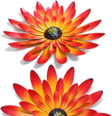 AHYS Metal Flowers Wall Decor Indoor Outdoor Metal Wall Art for Farmhouse Home Living Room Bedroom Bathroom Garden Decor – Red