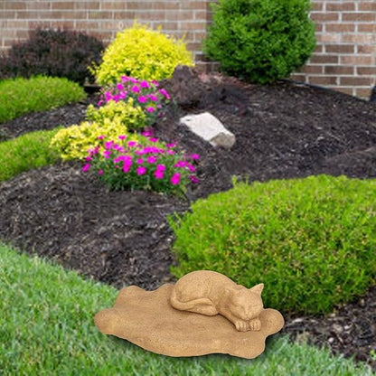Hapivida Cat Garden Statue for Yard, Garden Memorial Stone Sleeping Cat Statue Decor Outdoor Resin Realistics Sculptures Decoration Gift