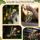 Colingmill 1Pcs 8x5 Inch Solar Sloth Hanging Statue Christmas Resin Garden Gnome Figurine Sloth Decorative with Hook Gifts for Mom Grandma for Outdoor Yard Tree Fence Balcony Wall Decor