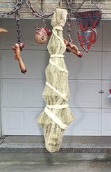 Halloween Decorations Outdoor - 70 Inch Hanging Corpses Props Scary Skeleton Body Inside Spider Web Halloween Yard Indoor & Outdoor Decor Halloween Party Favors Haunted House Decorations