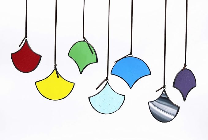 Stained Glass Suncatchers Set of 7 Multicoloured Stained Glass Window Hangings Ornament Sets Handmade for Home, Garden, Patio and Party Decoration Home Ornament Gifts for Women