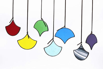 Stained Glass Suncatchers Set of 7 Multicoloured Stained Glass Window Hangings Ornament Sets Handmade for Home, Garden, Patio and Party Decoration Home Ornament Gifts for Women