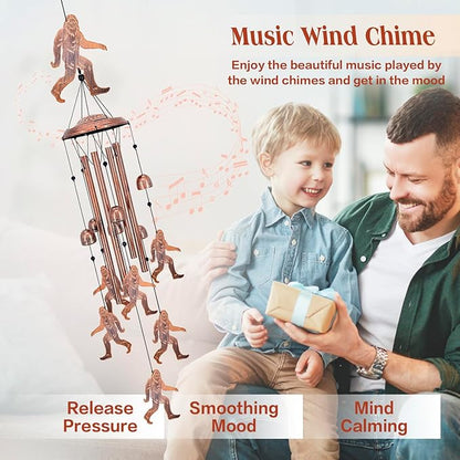 Bigfoot Wind Chimes Outdoor Big Foot Sasquatch Gifts for Men Women Mom Dad Birthday Unique Gardening Gifts Metal WindChimes for Outside/Indoors, Lawn, Patio, Home, Yard Decor, Garden Decorations
