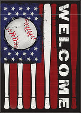 Welcome July 4th Baseball Patriotic Decorative Garden Flag, Red White Bat America USA Independence Day Yard Outside Decorations, Stars American Outdoor Small Home Decor Double Sided 12 x 18