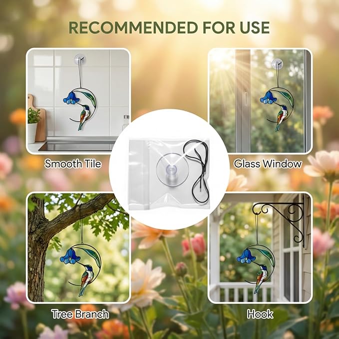 Hummingbird Gifts for Women, Hummingbird Sun Catcher for Window Hanging, Mothers Day for Mom Grandma Bird Lovers, Spring Suncatcher Garden Decor for Indoor Outdoor Windows(4)