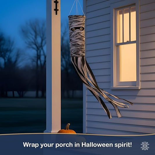 Madrona Brands Halloween Mummy Windsock | Durable Outdoor Hanging Halloween Decoration | Yard, Porch, Lawn | 48 Inch