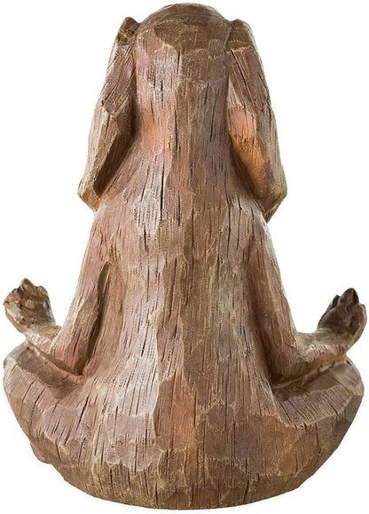 Wind & Weather Indoor/Outdoor Long-Eared Rabbit Garden Statue in Cross-Legged Meditating Yoga Pose Cast in Resin Designed to Look Like Hand-Carved Wood, 11½"L x 7" W x 14¼"H
