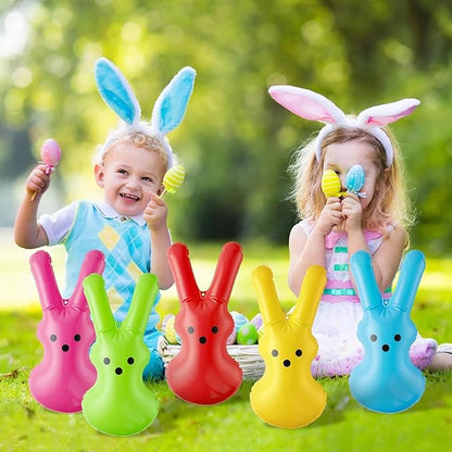 Haooryx Easter Inflatable Bunny Peeps Decoration - 15 Set Inflatable Cute Rabbit Ornament with Hanging Rope and Hooks Blow Up Easter Mini Bunny Toy for Easter Party Outdoor Garden Yard Lawn Door Decor