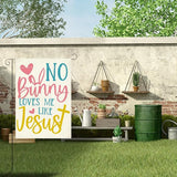 No Bunny Loves Me Like Jesus Easter Garden Flag Cute Christian Cross Easter Garden Flag Decor Spring Double Sided House Flag for Outside Yard Decorations 12×18 Inch