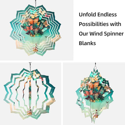 8 Inch Sublimation Wind Spinner, 3D Aluminum Metal Wind Spinner with Hook, Indoor Yard Garden Hanging Decoration, Weather Resistant Rotating Spiral Ornament, Butterfly Hot Air Balloon