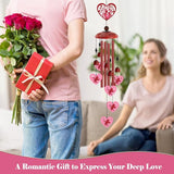 Love Heart Wind Chimes Outdoor,Romantic Metal Wind Chime for Couples – Valentine’s Day Anniversary Wedding Gift for Wife & Husband, Cupid & Couple Garden Porch Decor (Red)