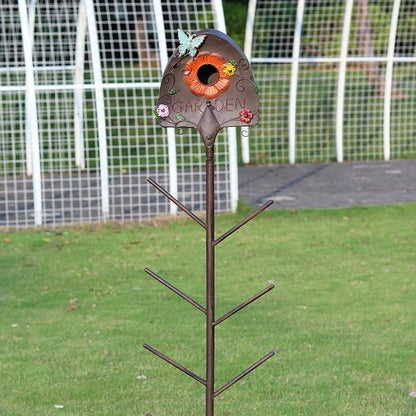 Metal Bird House and Wine Bottle Tree, 2 in 1, Bird Houses with Bottles Tree for Outside,As Garden Yard Decoration for Exterior Party Landscape Decoration