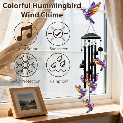 Hummingbird Wind Chimes for Outside,Metal Windchimes,Hummingbird Gifts for Women/Men,Durable Wind Chime Garden Decor Outdoor,Memorial/Housewarming/Birthday/Festival Gifts,Front Yard Decor