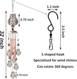 Maydahui Owl Retro Metal Wind Chime (32 Inch H) Memorial Wind Bell Animal Windchime with S Shaped Hook for Indoor and Outdoor Decor Unique Gifts Garden Party