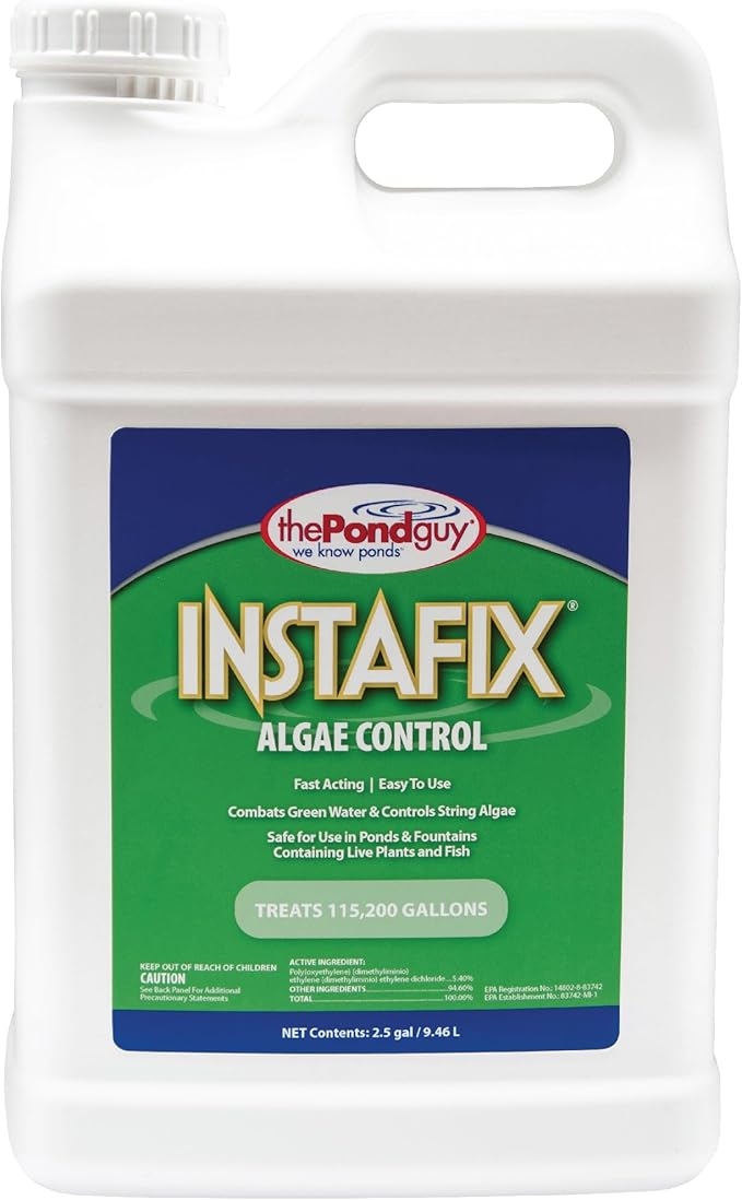 The Pond Guy InstaFix Algae Control, Outdoor Water Garden, Fountain & Birdbath Algae Solution, EPA Registered Liquid Algaecide, Control Green Water & String Algae, Bird, Fish & Pet Safe, 2.5 Gallon