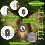 Garden Gnomes Decoration Outdoor Tree Faces Decor with Hanging Ladder for Yard, Elf Out The Door Tree Hugger Figurine Resin Garden Sculpture Ornament Whimsical Gnome Decor for Patio Yard Lawn