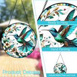 Hummingbird Suncatcher Stained Glass Window Hanging - 8″ Birds Flower Suncatchers for Windows Hanging - Handmade Sun Catchers Wall Decor Glass Panel - Valentines Day Gifts for Mom Grandma Bird Lovers