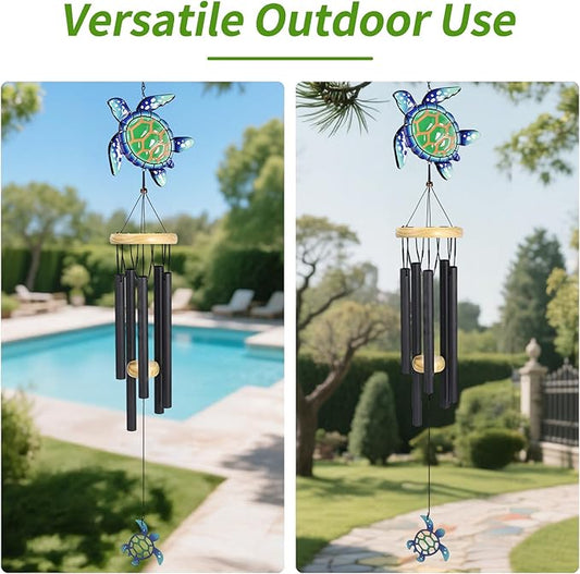 Wind Chimes for Outside Metal Aluminum 41.7" Inches Wind Chime with Turtle Outdoor Decor Large Unique Wind Chimes for Festivals/Birthday for Mom Dad Grandma Home Garden Patio Decor