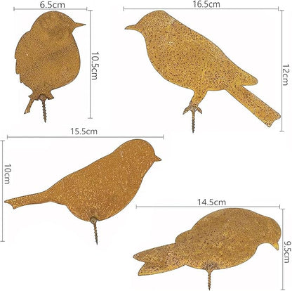 Garden Statue Metal Gardening Ornament Lifelike Rust Iron Bird Silhouette Ornament for Garden Gates Outdoor Decoration, Style A