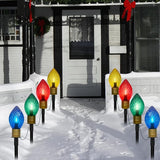 Christmas Multicolor Pathway Lights Outdoor, 7.5 Ft Strawberry Jumbo C9 Walkway Lights with 4 LED Large Bulb, Connectable Christmas Walkway Light for Winter Holiday Outside Yard Garden Lawn Decor