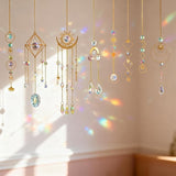 DIY Crystal Suncatcher kit with Wind Chime/Sun and Moon,Sun Catcher Dream Supplies Arts and Crafts Kits for Adults,for Indoor Window Hanging,Outdoor Garden Xmas Wedding Party Decor Gifts