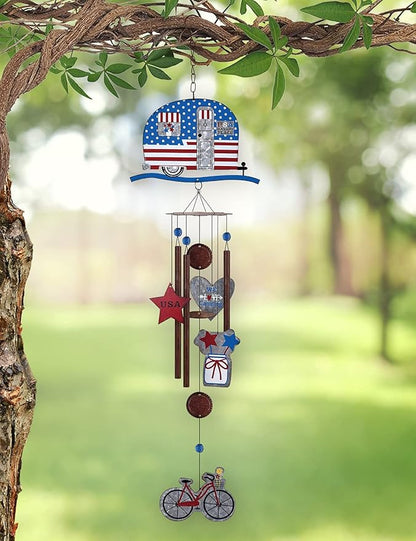 Sunset Vista Designs Galvanized Metal Vintage Americana Wind Chime, Camper