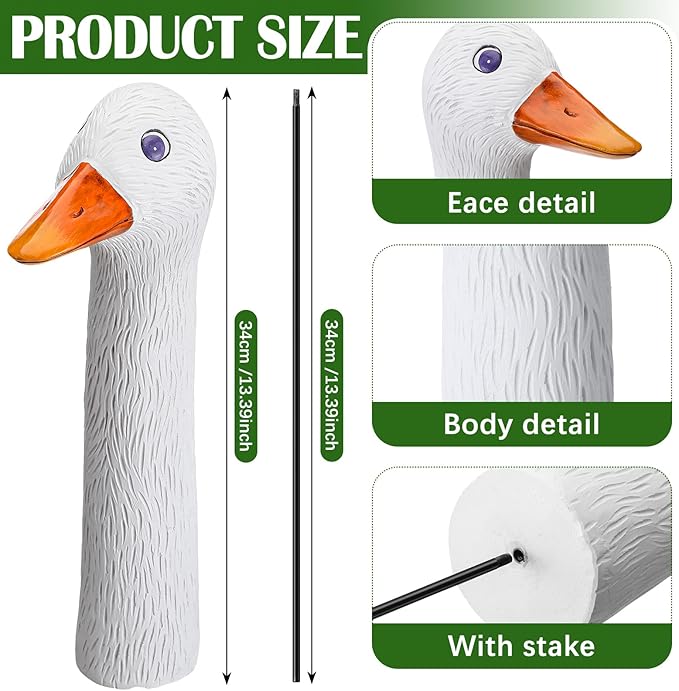 Suzile 1 Piece Porch Goose Statue Decorative Garden Stake Funny Porch Goose Resin Garden Lawn Yard Decor Gifts for Home Outdoor Patio