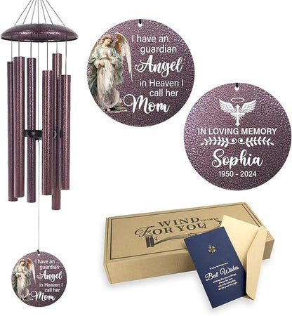 ASTARIN 36" Large Deep Tone Personalized Sympathy Wind Chimes, Memorial Wind Chime for Loss of Mother Father Loved One, Angel Bereavement Gifts Decor Outdoor Patio Garden Graveyard, Produced in USA