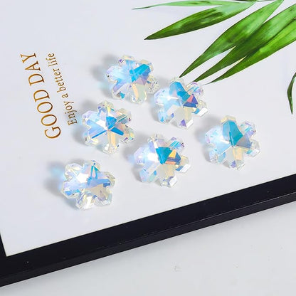 Pack of 20 AB Colors Crystal Snowflake Crystal Suncatcher - Rainbow Maker Hanging Crystals Prisms for Windows Hanging Ornament Chandelier Crystals Replacement Christmas Home Decor