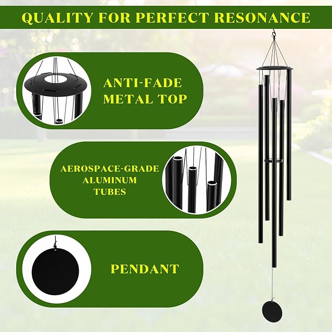 Wesiti 65" Extra Large Wind Chimes for Outside Deep Tone, 6 Thick Tubes Tuned Relaxing Melody Wind Chimes for Outdoor Porch Garden Patio Balcony Memorial Room Decor, Gift for Mom, Grandma, Sympathy