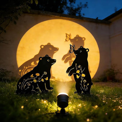 Bear Garden Decor for Outside, Metal Bear Decorative Garden Stakes Set of 2, Rust-Proof Black Silhouette Yard Art for Lawn,Patio,Backyard Outdoor Decorations, Gifts for Animal Lovers ﻿