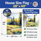 Caroline's Treasures Montana Bitterroot in Watercolor House Flag Large Porch Sleeve Pole Decorative Outside Yard Banner Artwork Wall Hanging, Polyester, House Size, Multicolor