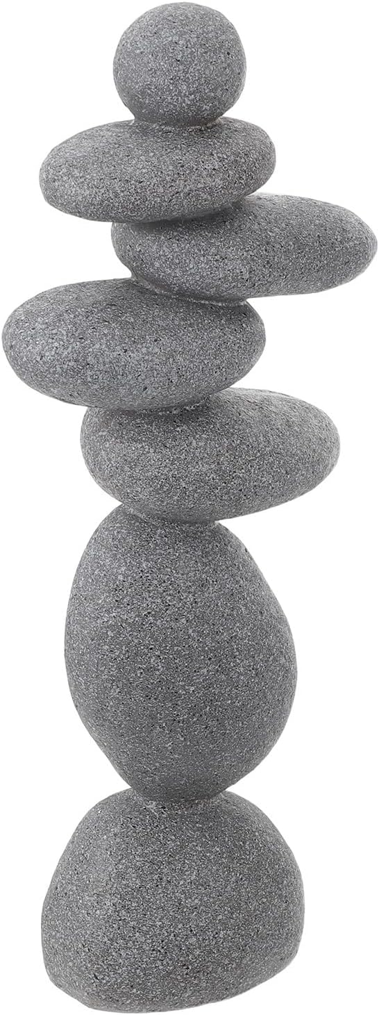 DECHOUS Large Stacked Rocks Sculpture, 16.5 Inch Tall, Resin Rock Cairn Stone Stacked Zen Garden Balanced Stone Statue for Indoor Outdoor Patio Home Meditation Decor