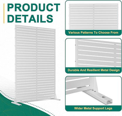 72" H×47" W Metal Outdoor Privacy Screen Freestanding, Panels for Patio Lawn Deck, Freestanding Decorative Privacy Screen for Balcony Yard&Garden(Consists of 3 Panels)