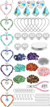7 Chakra Sun Catcher Kit for Adults DIY Crystal Suncatcher Ornaments Window Hanging Arts and Crafts, Heart-Shaped Suncatcher Making Supplies Kit Hanging Ornaments Decor Gifts for Women (Heart)