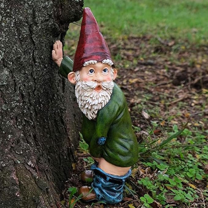 Gnome Garden Decor: Enchanted Garden Characters, Tree Trunk Gnome Statue - Ideal for Outdoor Balconies, Gardens, Courtyards, Lawns, Moss, and Bonsai Doll Sculpture Decor