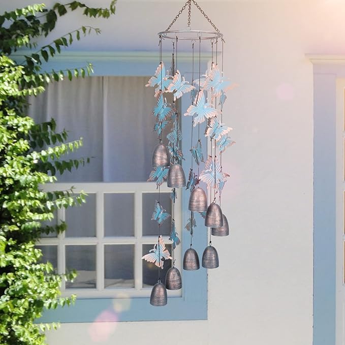 Taman Wind Chime - 30" Butterfly Metal Wind Chimes Valentine's Day Gift for Outside Memorial Sympathy Gift for Home, Outdoor, Yard, Patio,Garden Decor