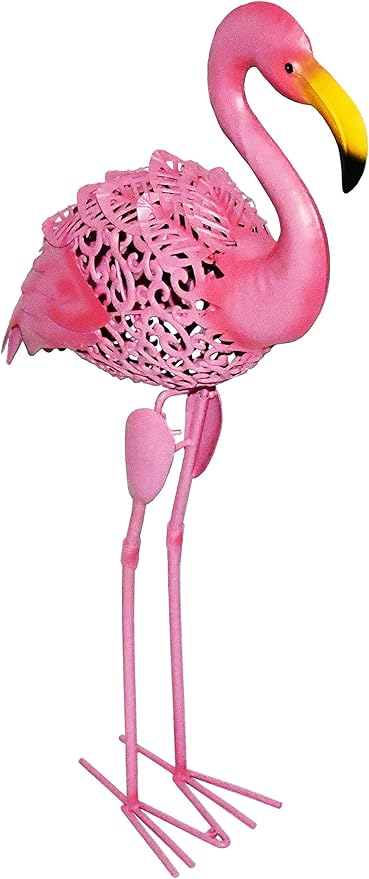 Owlgift 31 Inch Flamingo Garden Statues and Sculptures, Tall Metal Pink Flamingo Garden Statues, Birds Yard Art Outdoor Statue, Large Lawn Ornaments for Home, Patio, Backyard Décor