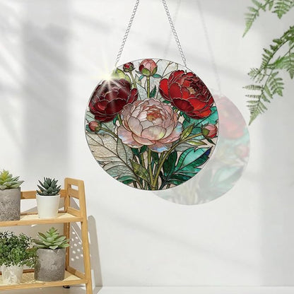 Flower Window Decor, Acrylic Hanging Suncatcher, Indoor Window Wall Art, Home Garden Decorations, Valentines Day Decor Ornaments, Floral Botanical Lover Gift