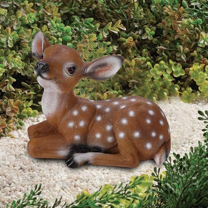 Resin Sika Deer Statue, 9.8in Lifelike Lying Deer Figurine, Weather-Resistant Garden Sculpture for Outdoor Yard Decor, Patio Lawn Ornament, Home Accents, Housewarming Gift