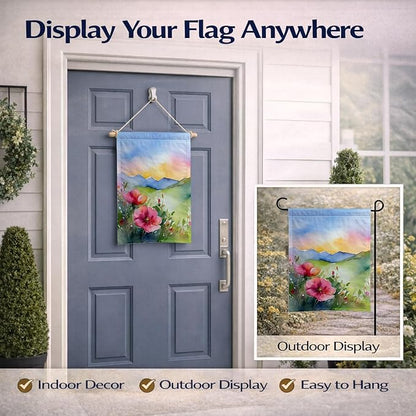 Caroline's Treasures North Dakota Wild Prairie Roses in Watercolor Garden Flag Mailbox Flag Decorative Yard Flag Banner Outside Patio Artwork Yard Flower Beds, Garden Size, Multicolor